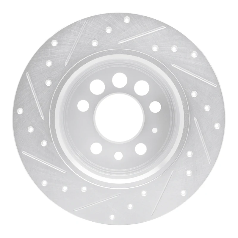 R1 1974-1995 Volvo 245 Rear Right Drilled & Slotted Silver Brake Rotor - Image 2