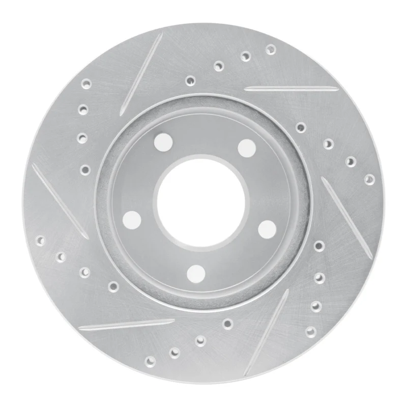 R1 1975-1980 Ford Granada Right Rear Drilled & Slotted Silver Brake Rotor - Image 3