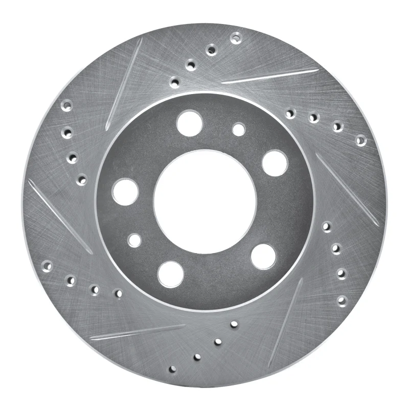 R1 1976-1993 Volvo 265 Front Left Drilled & Slotted Silver Brake Rotor