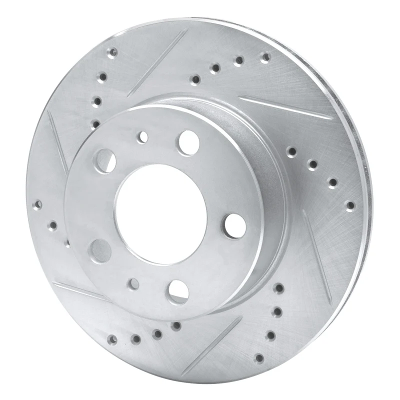 R1 1976-1993 Volvo 265 Front Left Drilled & Slotted Silver Brake Rotor - Image 2