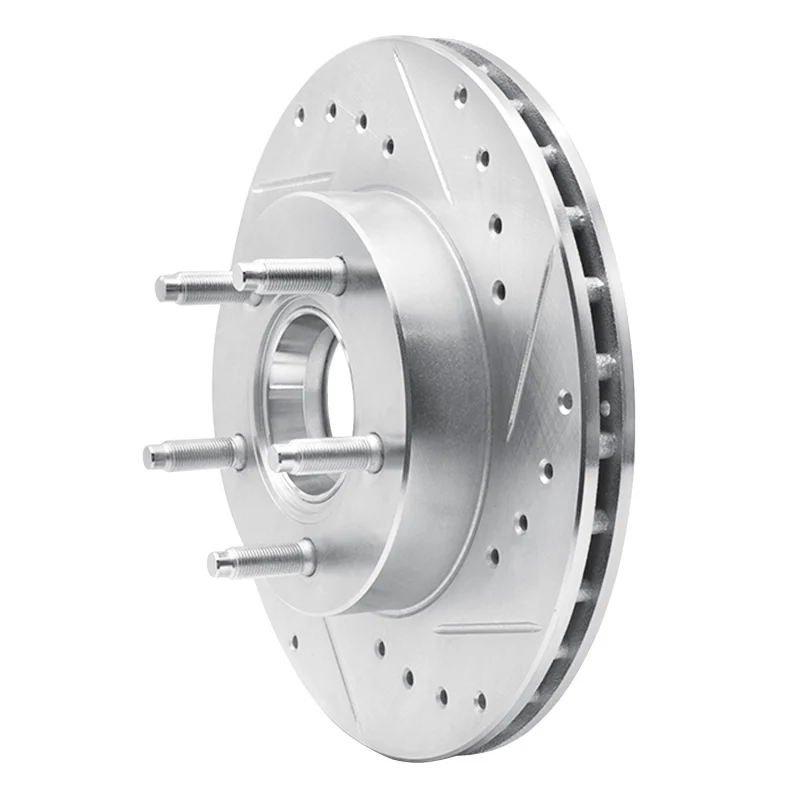 R1 1983-1992 Ford Explorer Front Right Drilled & Slotted Silver Brake Rotor - Image 2