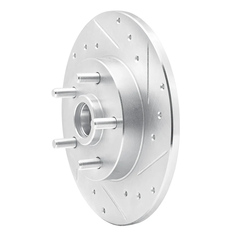 R1 1984-1987 Pontiac Fiero Front Right Drilled & Slotted Silver Brake Rotor - Image 3