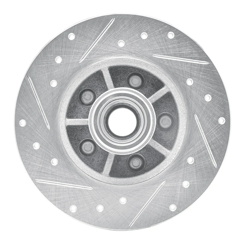R1 1984-1987 Pontiac Fiero Front Right Drilled & Slotted Silver Brake Rotor - Image 4