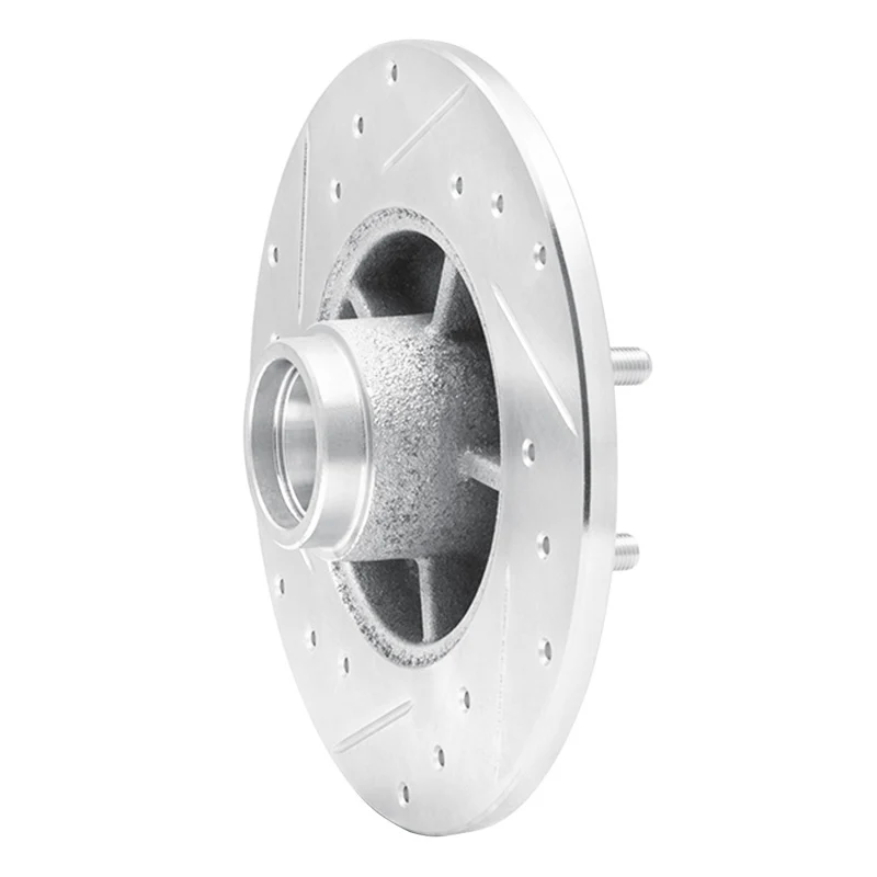 R1 1984-1987 Pontiac Fiero Front Right Drilled & Slotted Silver Brake Rotor - Image 5