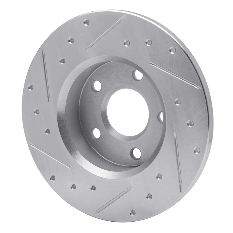 R1 1984-1987 Pontiac Fiero Rear Right Drilled & Slotted Silver Brake Rotor - Image 2