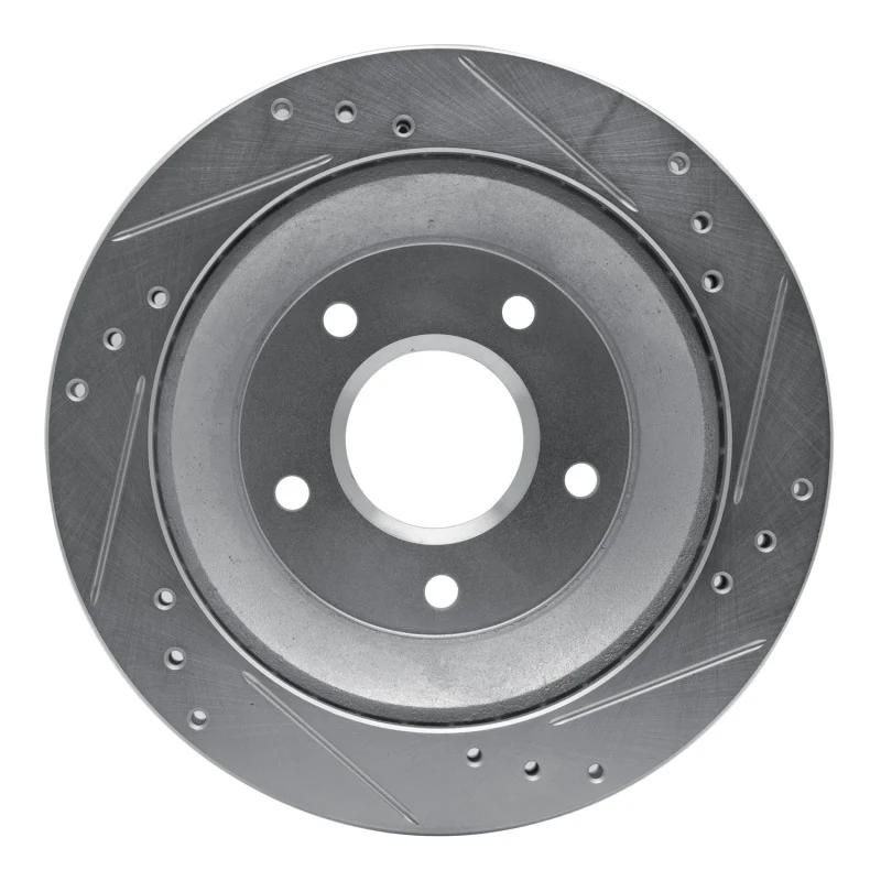 R1 1985-1992 Chevrolet Camaro Rear Left Drilled & Slotted Silver Brake Rotor - Image 3