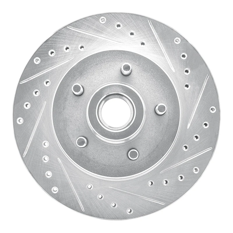 R1 1987-1990 Dodge Dakota RWD Front Right Drilled & Slotted Silver Brake Rotor