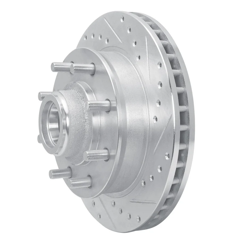 R1 1988-1996 Chevrolet C3500 Front Right Drilled & Slotted Silver Brake Rotor - Image 3