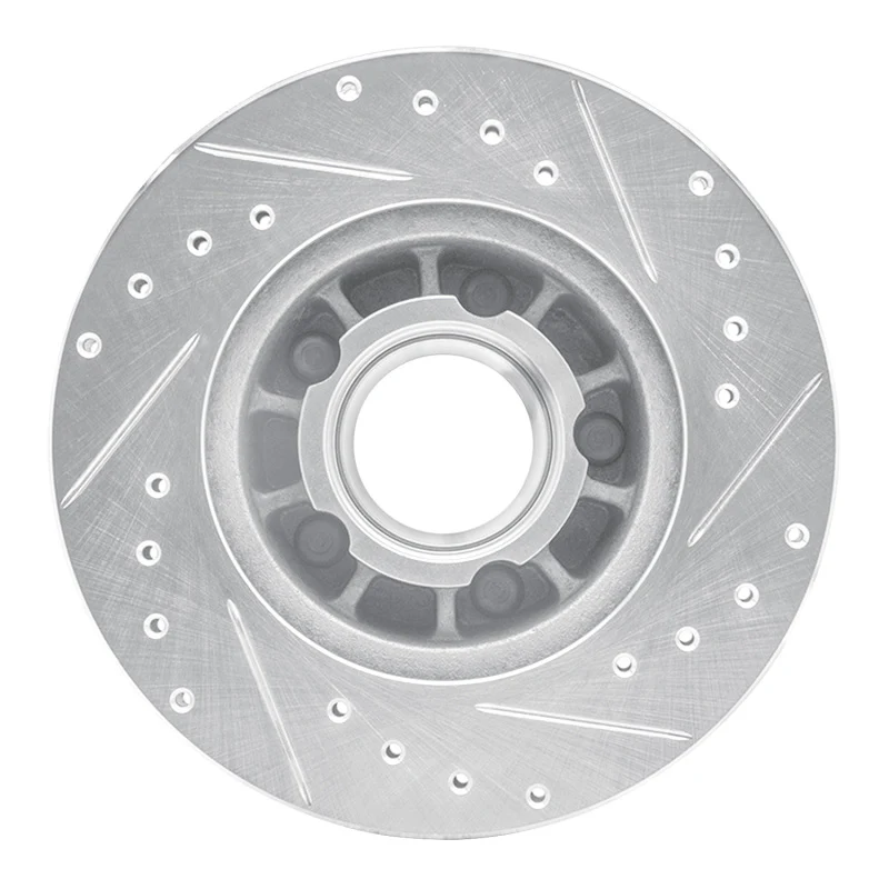 R1 1990-1994 Ford Ranger (USA/Canada) Front Left Drilled & Slotted Silver Brake Rotor - Image 2