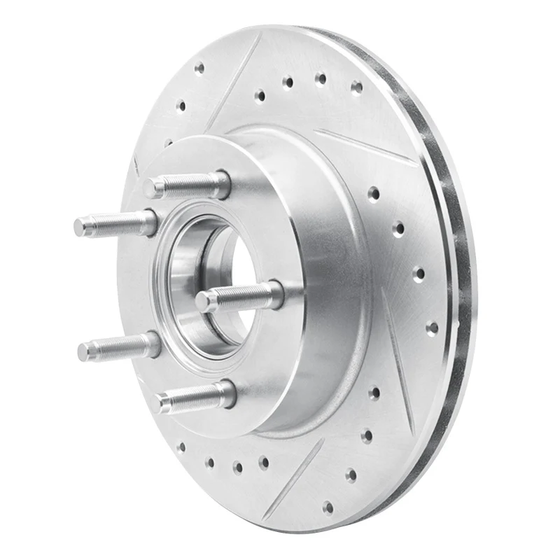 R1 1990-1994 Ford Ranger (USA/Canada) Front Left Drilled & Slotted Silver Brake Rotor - Image 5