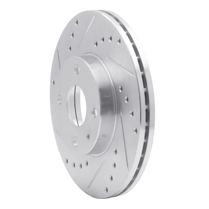 R1 1990-2003 Ford Escort Front Left Drilled & Slotted Silver Brake Rotor - Image 2