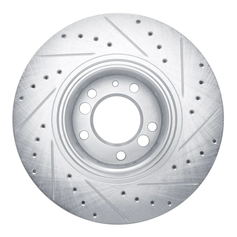 R1 1991-1993 BMW M5 Front Left Drilled & Slotted Silver Brake Rotor - Image 4