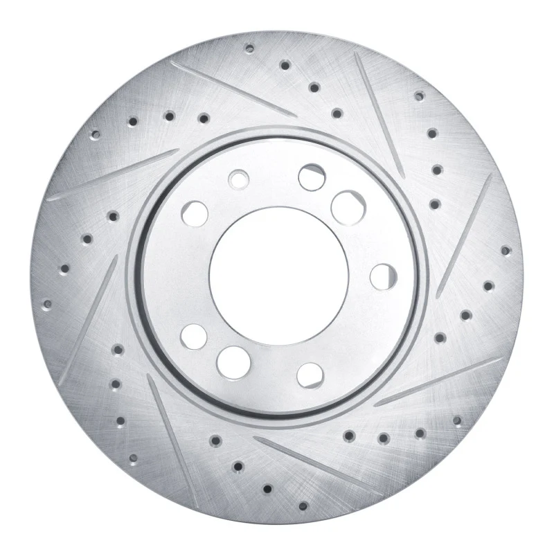 R1 1991-1993 BMW M5 Front Right Drilled & Slotted Silver Brake Rotor