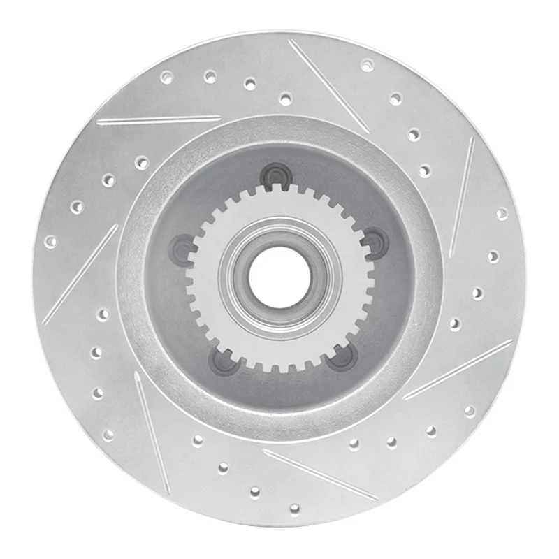R1 1991-1996 Buick Roadmaster Front Left Drilled & Slotted Silver Brake Rotor - Image 3