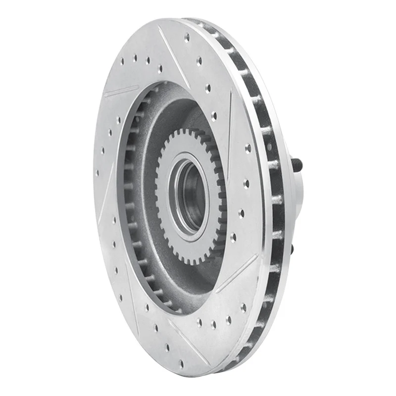 R1 1991-1996 Buick Roadmaster Front Left Drilled & Slotted Silver Brake Rotor - Image 4