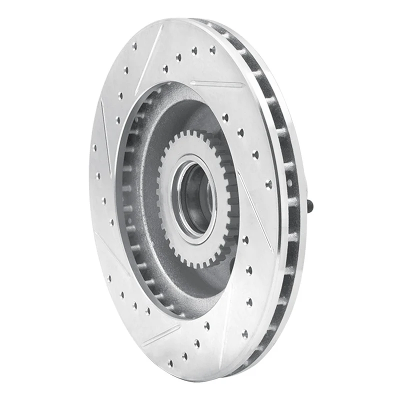R1 1991-1996 Buick Roadmaster Front Right Drilled & Slotted Silver Brake Rotor - Image 2