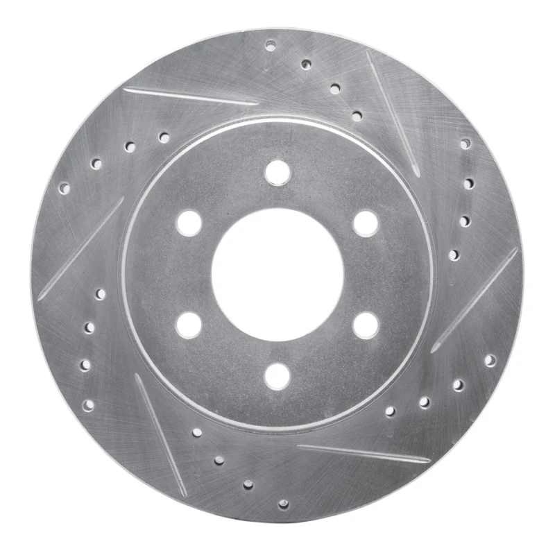 R1 1991-1996 Dodge Dakota 4WD Front Right Drilled & Slotted Silver Brake Rotor