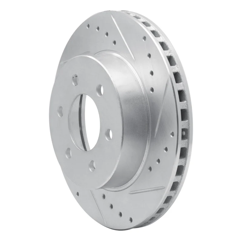 R1 1991-1996 Dodge Dakota 4WD Front Right Drilled & Slotted Silver Brake Rotor - Image 5