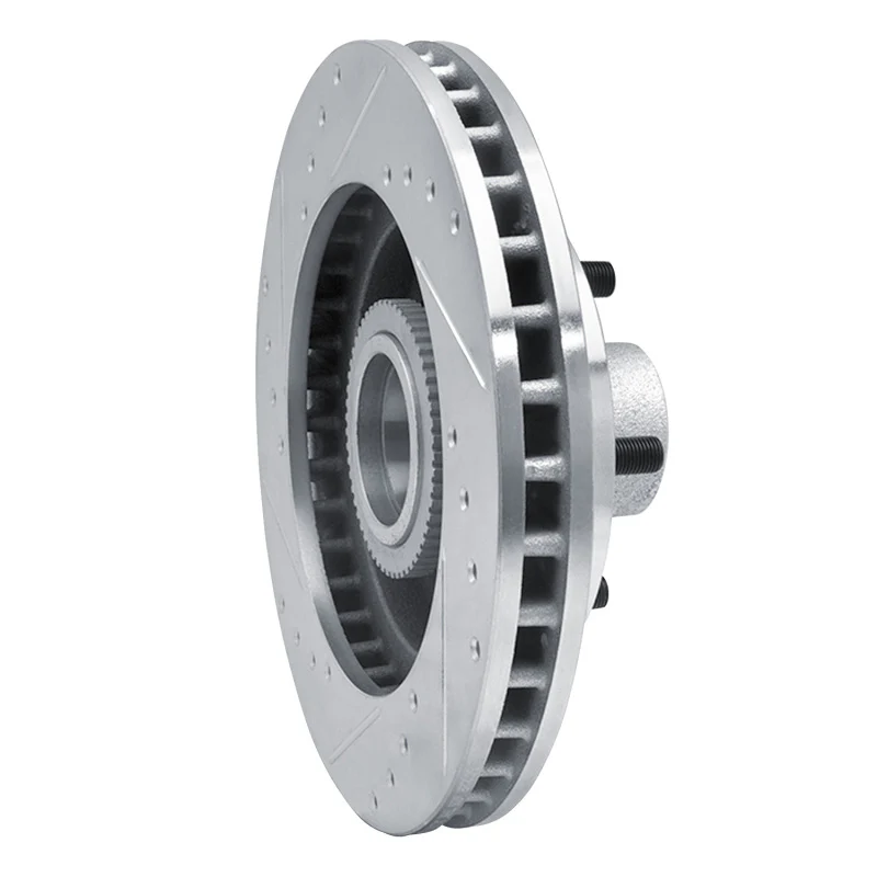 R1 1992-2002 Chevrolet Express 1500 Front Right Drilled & Slotted Silver Brake Rotor - Image 4
