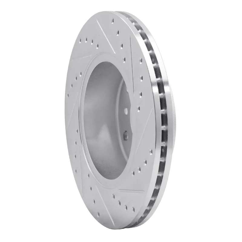 R1 1994-2002 Land Rover Range Rover Front Left Drilled & Slotted Silver Brake Rotor - Image 2