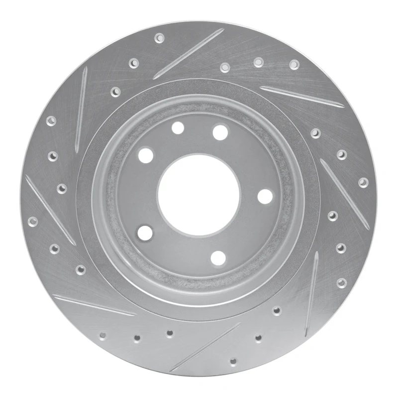 R1 1995-2006 Jaguar XJS Rear Right Drilled & Slotted Silver Brake Rotor - Image 2