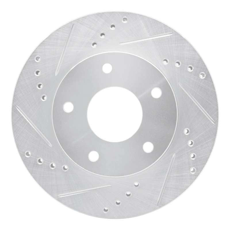 R1 1997-2005 Chevrolet Blazer Front Left Drilled & Slotted Silver Brake Rotor