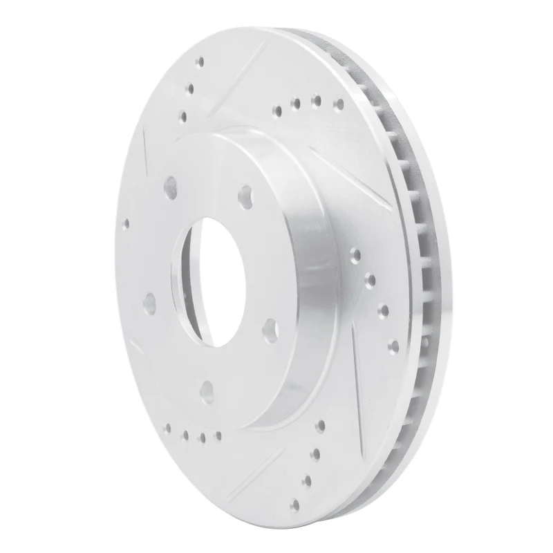R1 1997-2005 Chevrolet Blazer Front Left Drilled & Slotted Silver Brake Rotor - Image 2