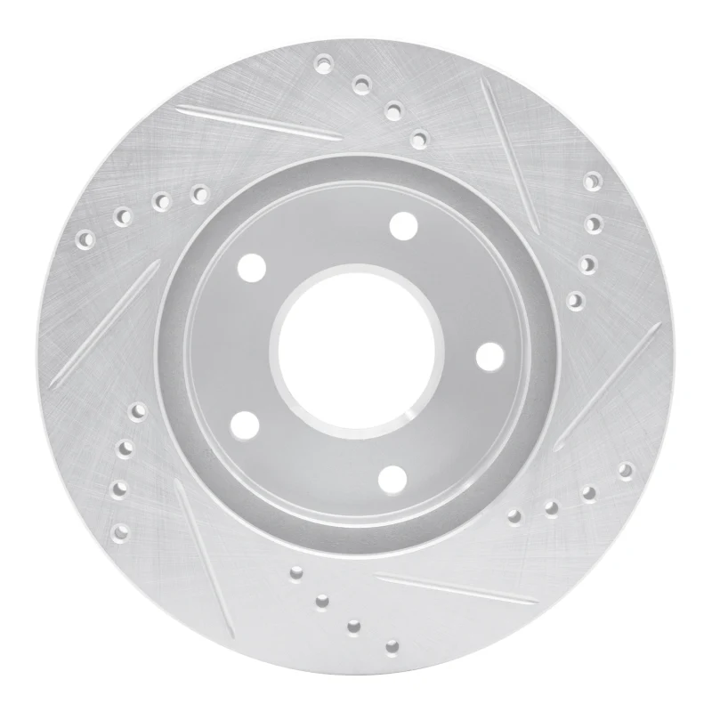 R1 1997-2005 Chevrolet Blazer Front Left Drilled & Slotted Silver Brake Rotor - Image 5