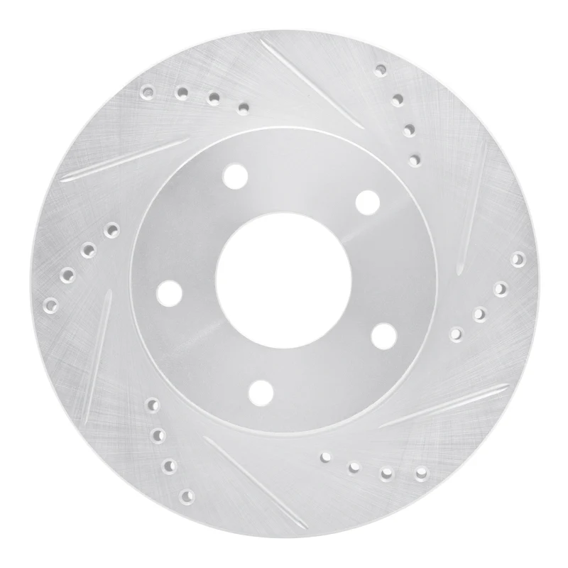 R1 1997-2005 Chevrolet S10 Front Right Drilled & Slotted Silver Brake Rotor