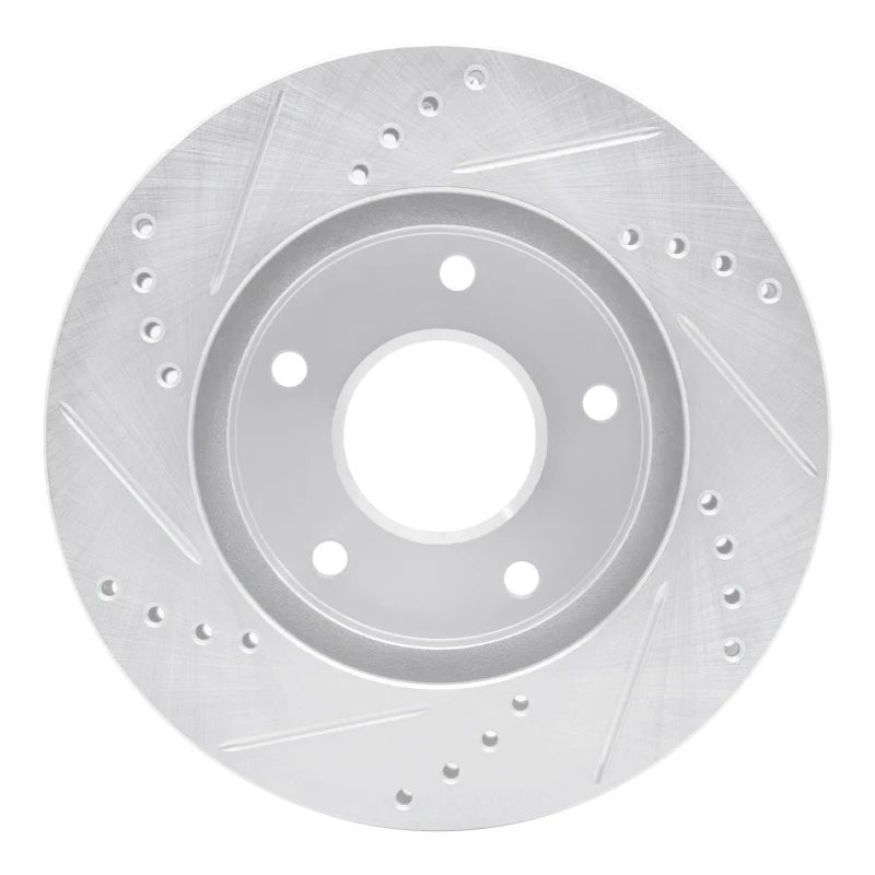R1 1997-2005 Chevrolet S10 Front Right Drilled & Slotted Silver Brake Rotor - Image 4