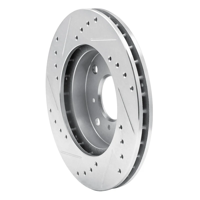 R1 1998-2002 Acura CL Front Right Drilled & Slotted Silver Brake Rotor - Image 3
