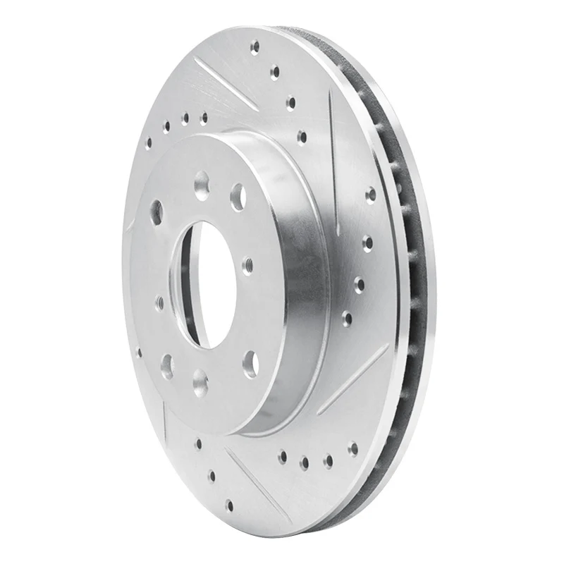 R1 1998-2002 Acura CL Front Right Drilled & Slotted Silver Brake Rotor - Image 4