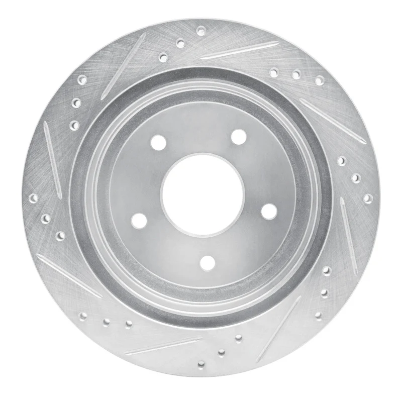R1 1998-2005 Chevrolet Blazer Rear Right Drilled & Slotted Silver Brake Rotor - Image 3