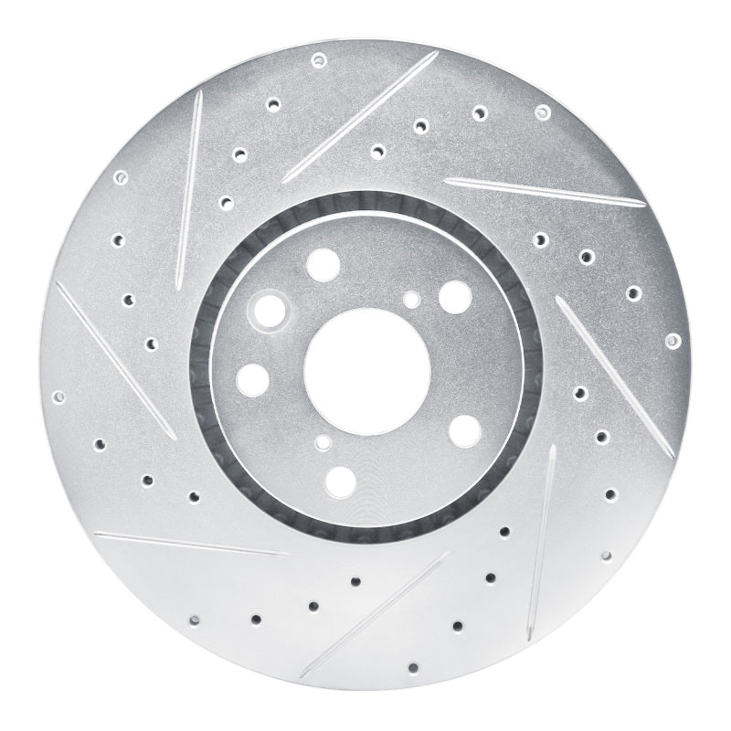 R1 20-22 Ford Mustang Left Front Drilled & Slotted Silver Brake Rotor