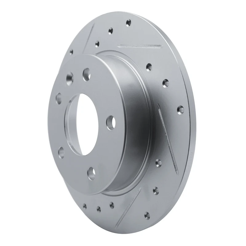 R1 20-25 Buick Encore GX Rear Left Drilled & Slotted Silver Brake Rotor - Image 2