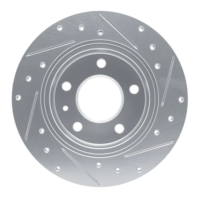 R1 20-25 Buick Encore GX Rear Left Drilled & Slotted Silver Brake Rotor - Image 3