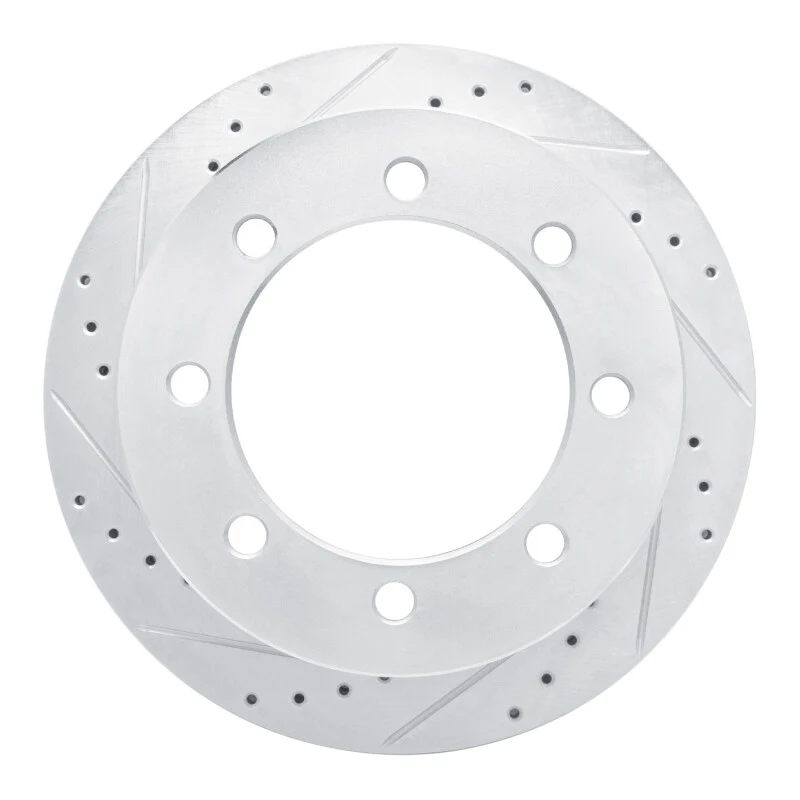 R1 20-25 Chevrolet Silverado 3500 HD Rear Left Drilled & Slotted Silver Brake Rotor - Image 6
