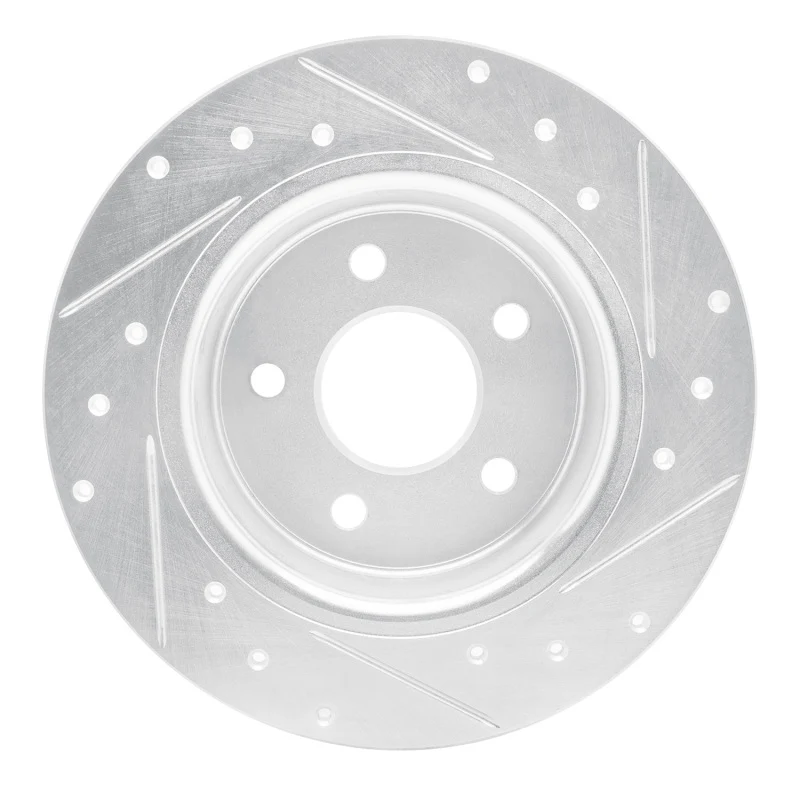R1 20-25 Chrysler Pacifica Rear Left Drilled & Slotted Silver Brake Rotor - Image 5