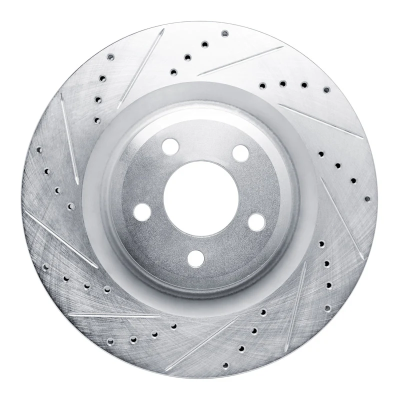 R1 20-25 Ford Explorer Front Left Drilled & Slotted Silver Brake Rotor