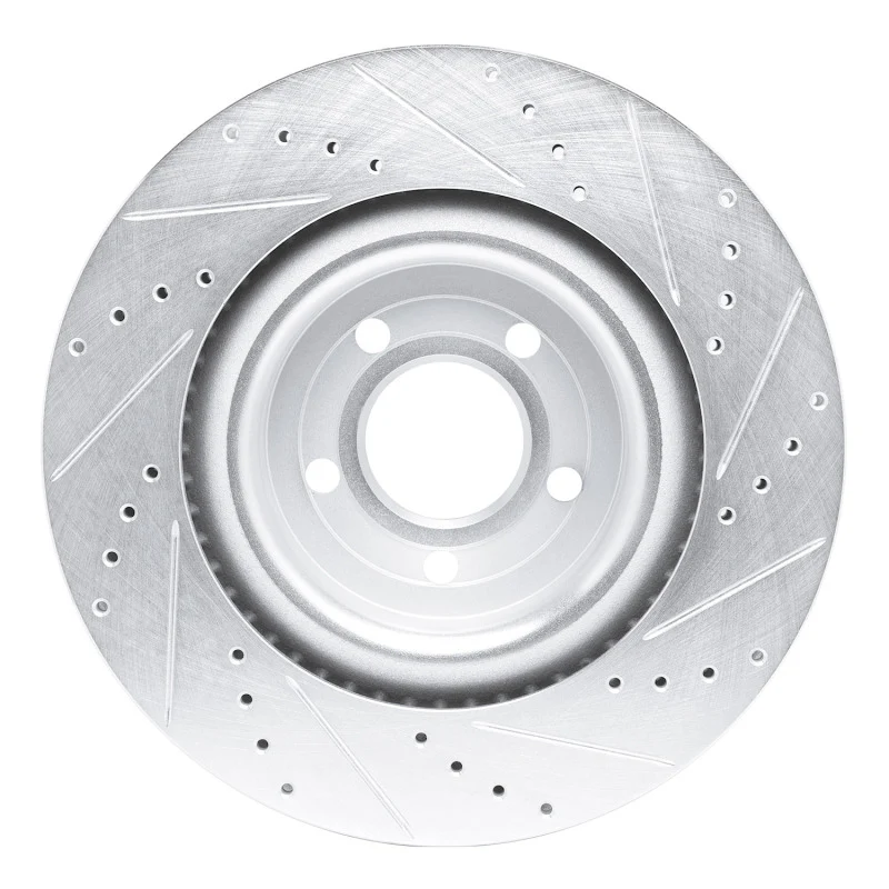 R1 20-25 Ford Explorer Front Left Drilled & Slotted Silver Brake Rotor - Image 2