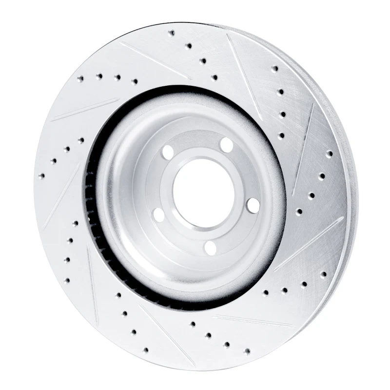 R1 20-25 Ford Explorer Front Left Drilled & Slotted Silver Brake Rotor - Image 5