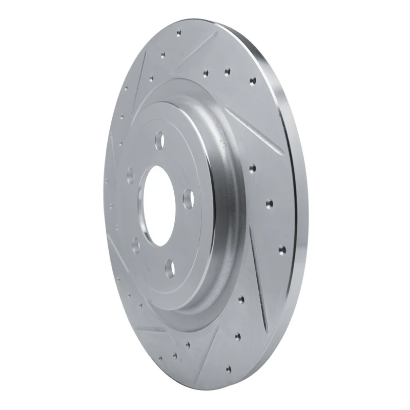 R1 20-25 Ford Explorer Rear Left Drilled & Slotted Silver Brake Rotor - Image 3