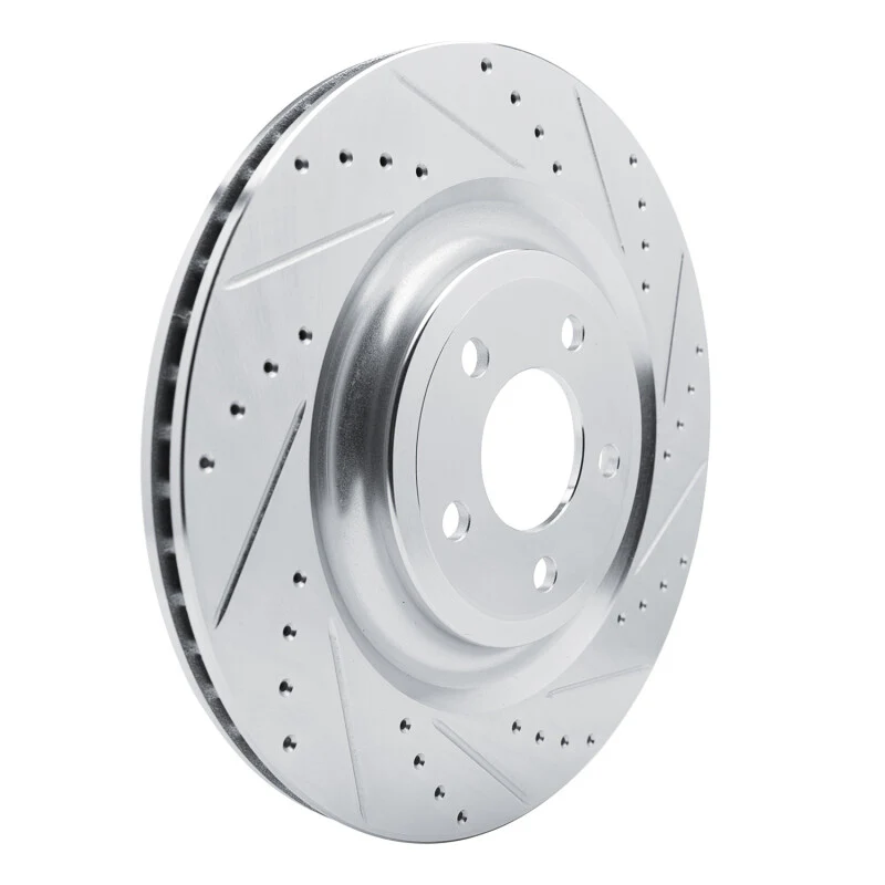 R1 20-25 Ford Explorer Rear Right Drilled & Slotted Silver Brake Rotor - Image 4