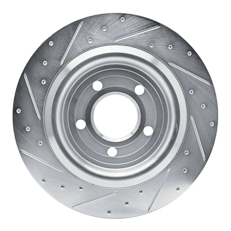 R1 20-25 Ford Mustang Rear Right Drilled & Slotted Silver Brake Rotor - Image 2