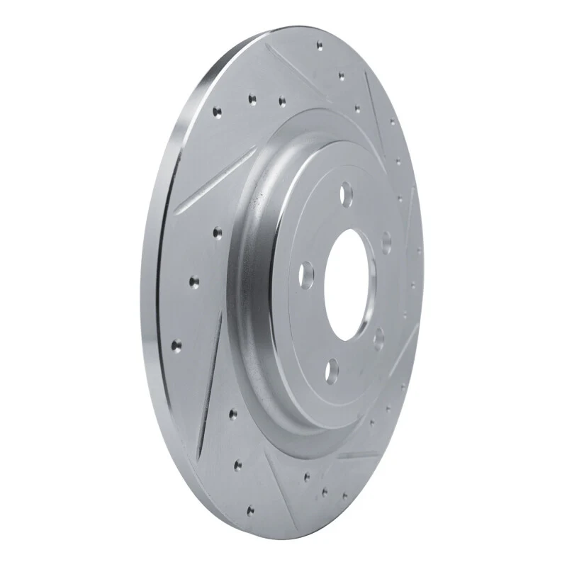 R1 20-25 Ford Mustang Rear Right Drilled & Slotted Silver Brake Rotor - Image 4