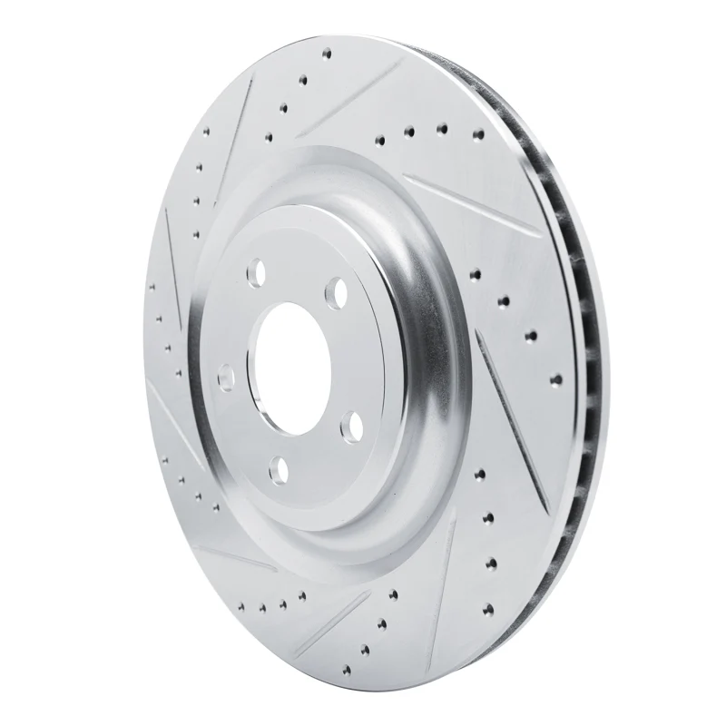 R1 20-25 Ford Police Interceptor Utility Rear Left Drilled & Slotted Silver Brake Rotor - Image 4
