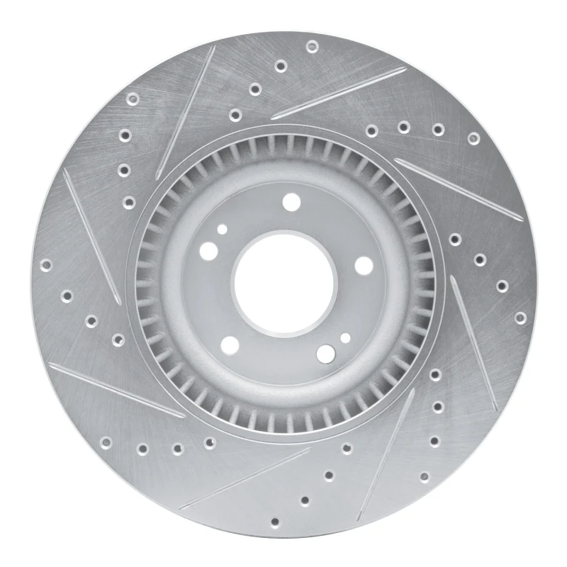 R1 20-25 Hyundai Palisade Front Right Drilled & Slotted Silver Brake Rotor - Image 2