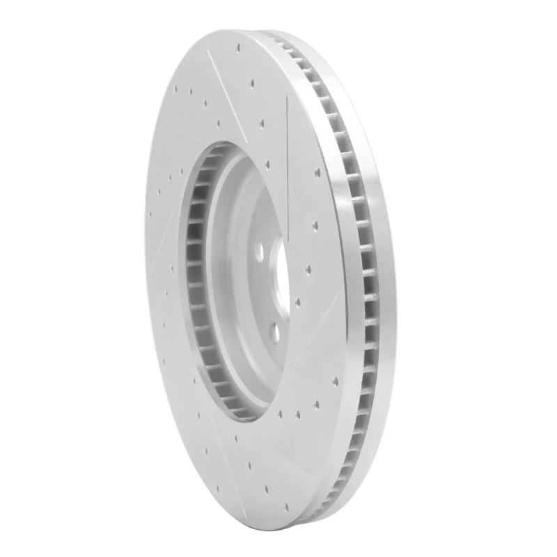 R1 20-25 Jaguar E-Pace Front Left Drilled & Slotted Silver Brake Rotor - Image 2