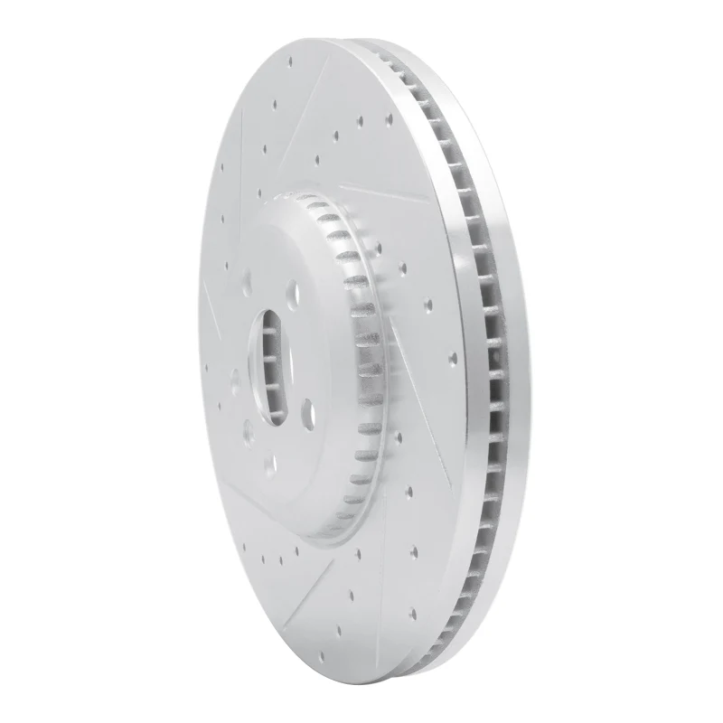 R1 20-25 Jaguar E-Pace Front Left Drilled & Slotted Silver Brake Rotor - Image 4