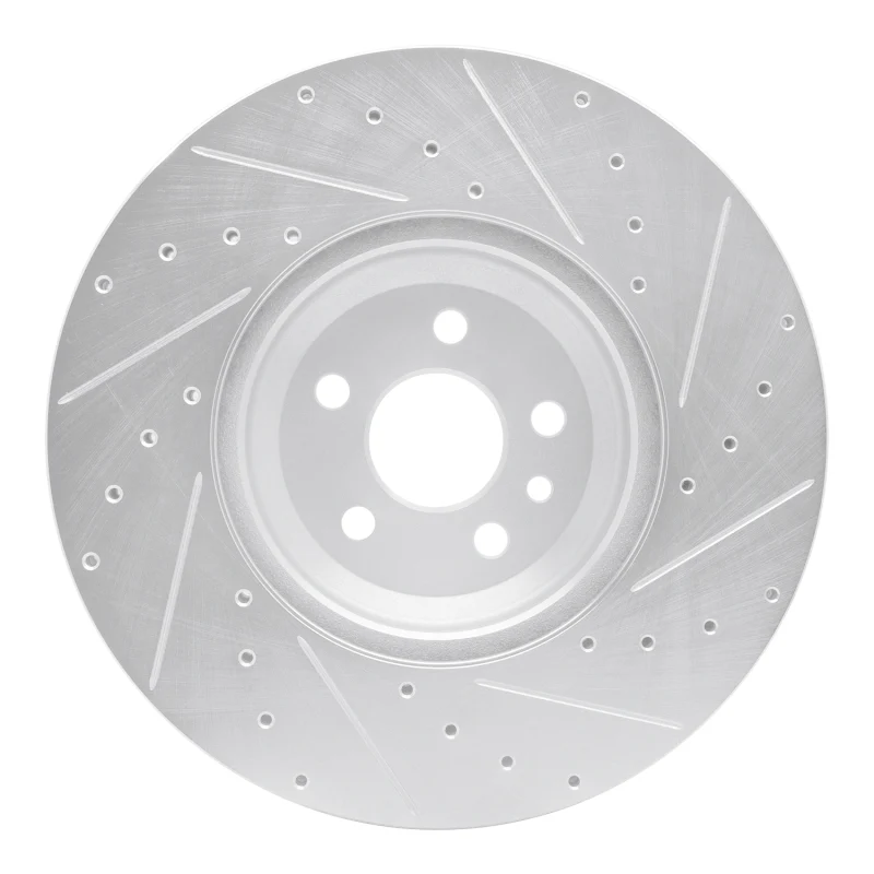 R1 20-25 Jaguar E-Pace Front Left Drilled & Slotted Silver Brake Rotor - Image 5